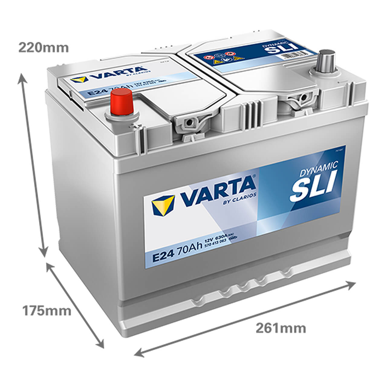 Autobatterie Varta Dynamic SLI E24 12V 70Ah 5704130633132 Seite links