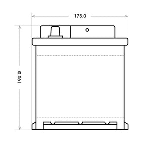 Bordnetzbatterie SilverMax EV 12V 45Ah technische Zeichnung Seite