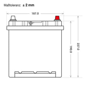 Bordnetzbatterie SilverMax EV A40-03 12V 40Ah technische Zeichnung Front