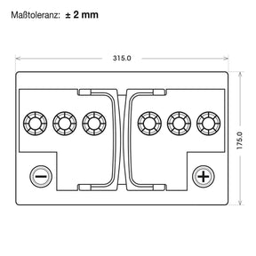 Bordnetzbatterie SilverMax EV AGM 12V 80Ah technische Zeichnung oben