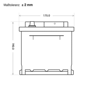 Bordnetzbatterie SilverMax EV GEL 12V 45Ah technische Zeichnung Seite