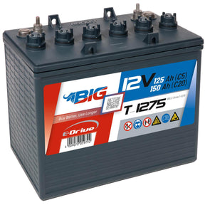 Traktionsbatterie für Reinigungsmaschinen Hebebuehnen Scherenlifte BIG E-Drive T-1275 12V 150Ah Seite links