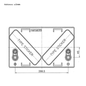 Traktionsbatterie für Reinigungsmaschinen Hebebuehnen Scherenlifte BIG E-Drive T-1275 12V 150Ah technische Zeichnung oben