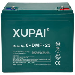Kabinenroller-Elektrofahrzeug-Traktions-Batterie-XUPAI-6-DMF-23-AGM-12V-23Ah-Front