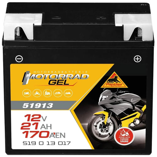 Panther Motorrad 51913 GEL 12V 21Ah 300A/EN Motorradbatterie