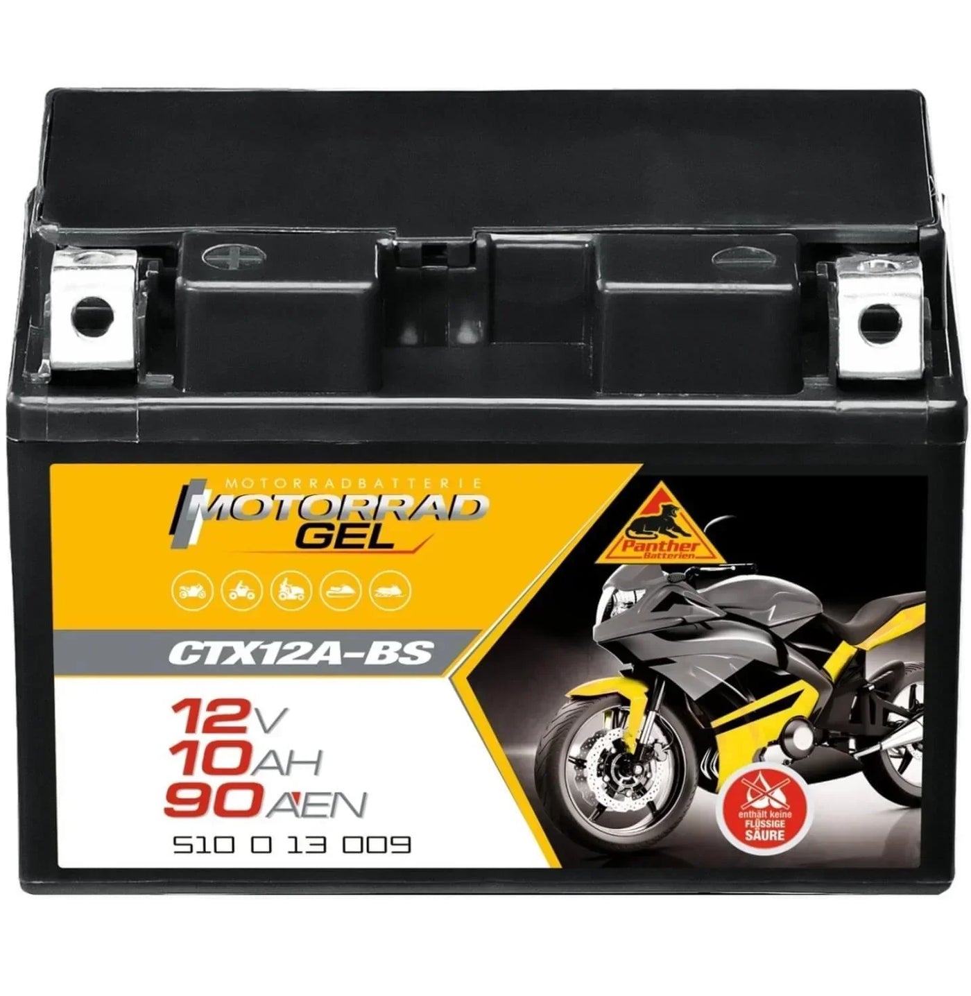 Motorradbatterie Panther GEL CTX12A-BS 51013 12V 10Ah Front