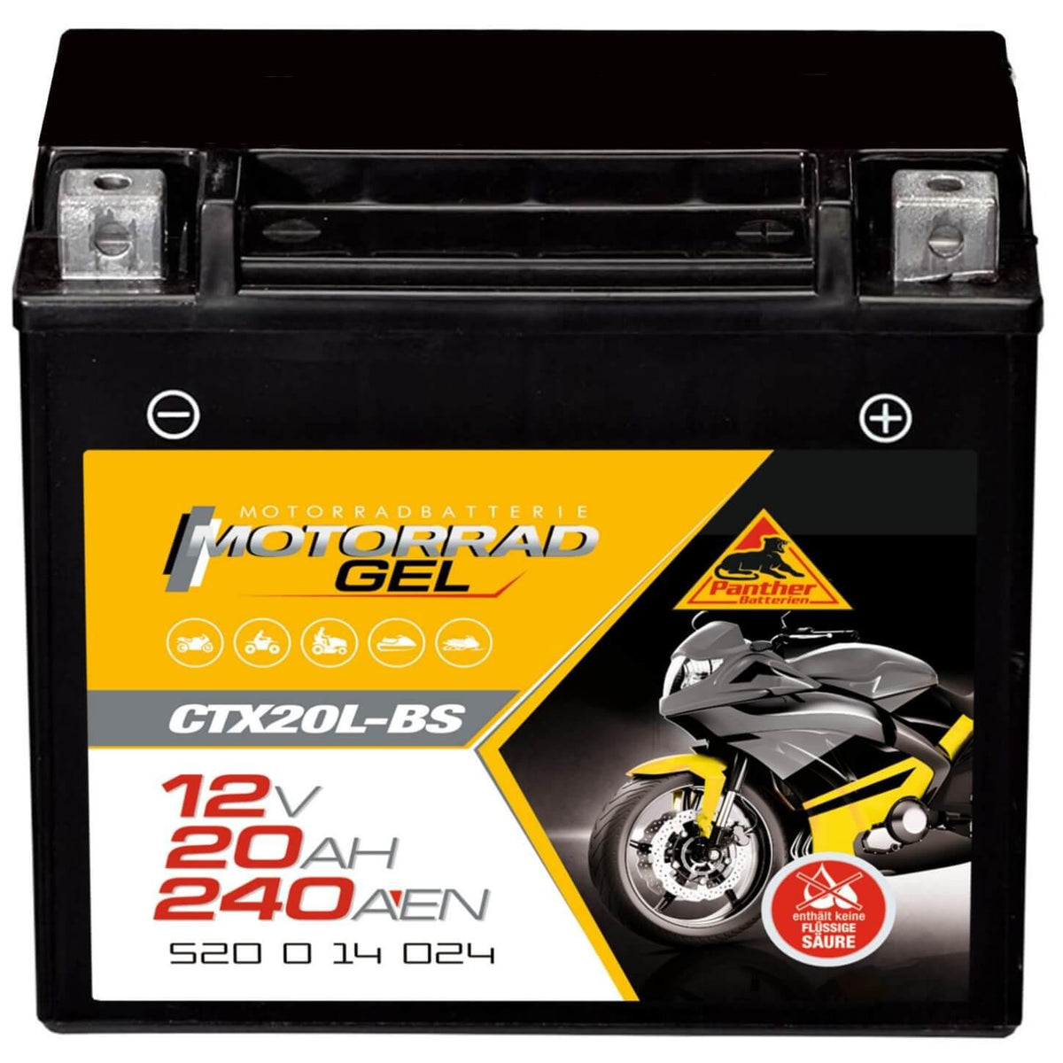 Panther Motorrad CTX20L-BS 52014 GEL 12V 20Ah 240A/EN