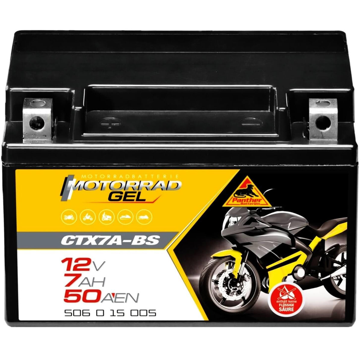 Panther Motorrad CTX7A-BS 50615 GEL 12V 7Ah 50A/EN