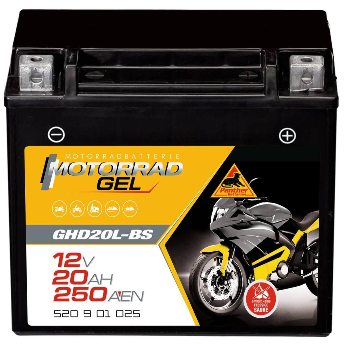 Panther Motorrad GHD20L-BS 52001 GEL 12V 20Ah 250A/EN