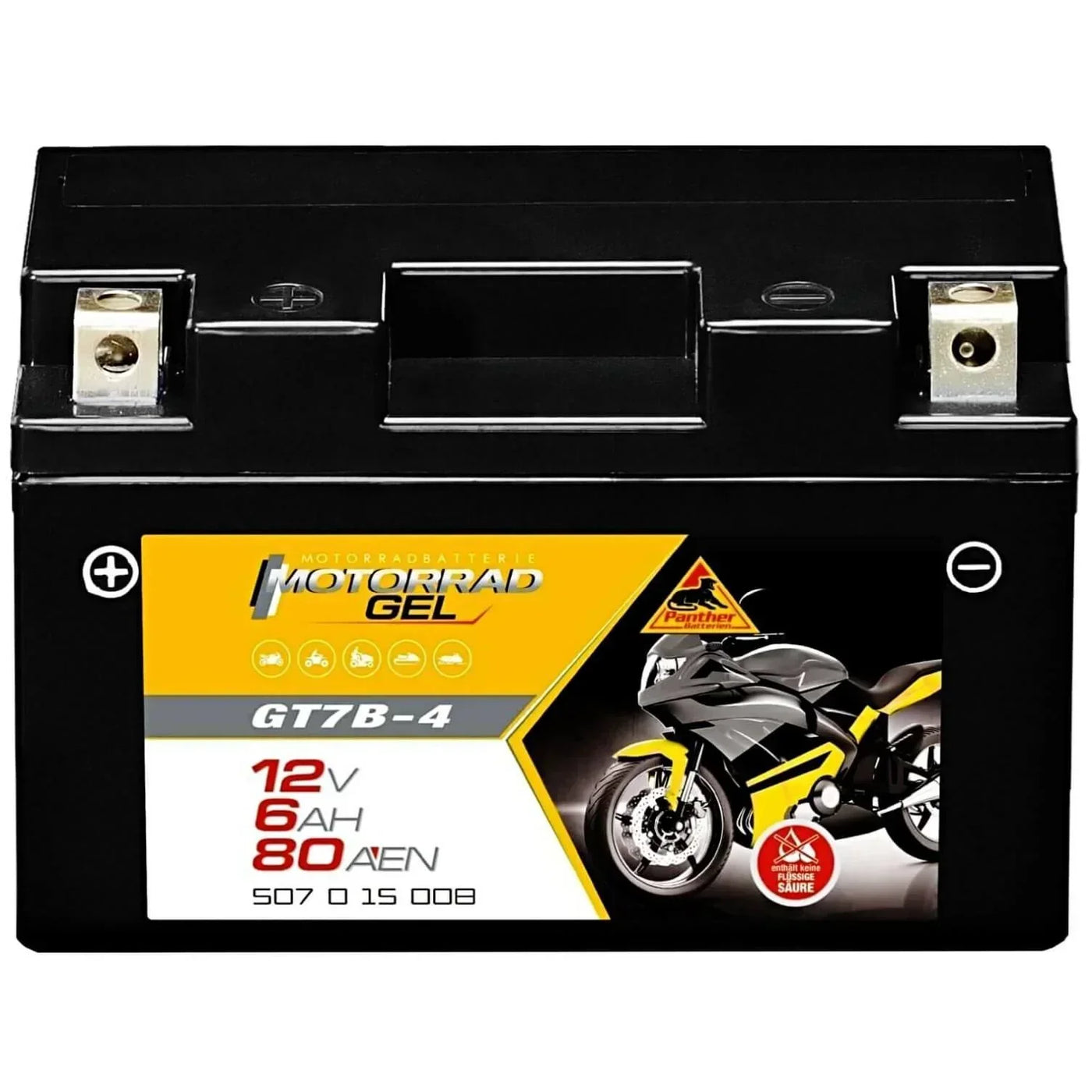 Motorradbatterie Panther GEL GT7B-4 50715 12V 6Ah Front