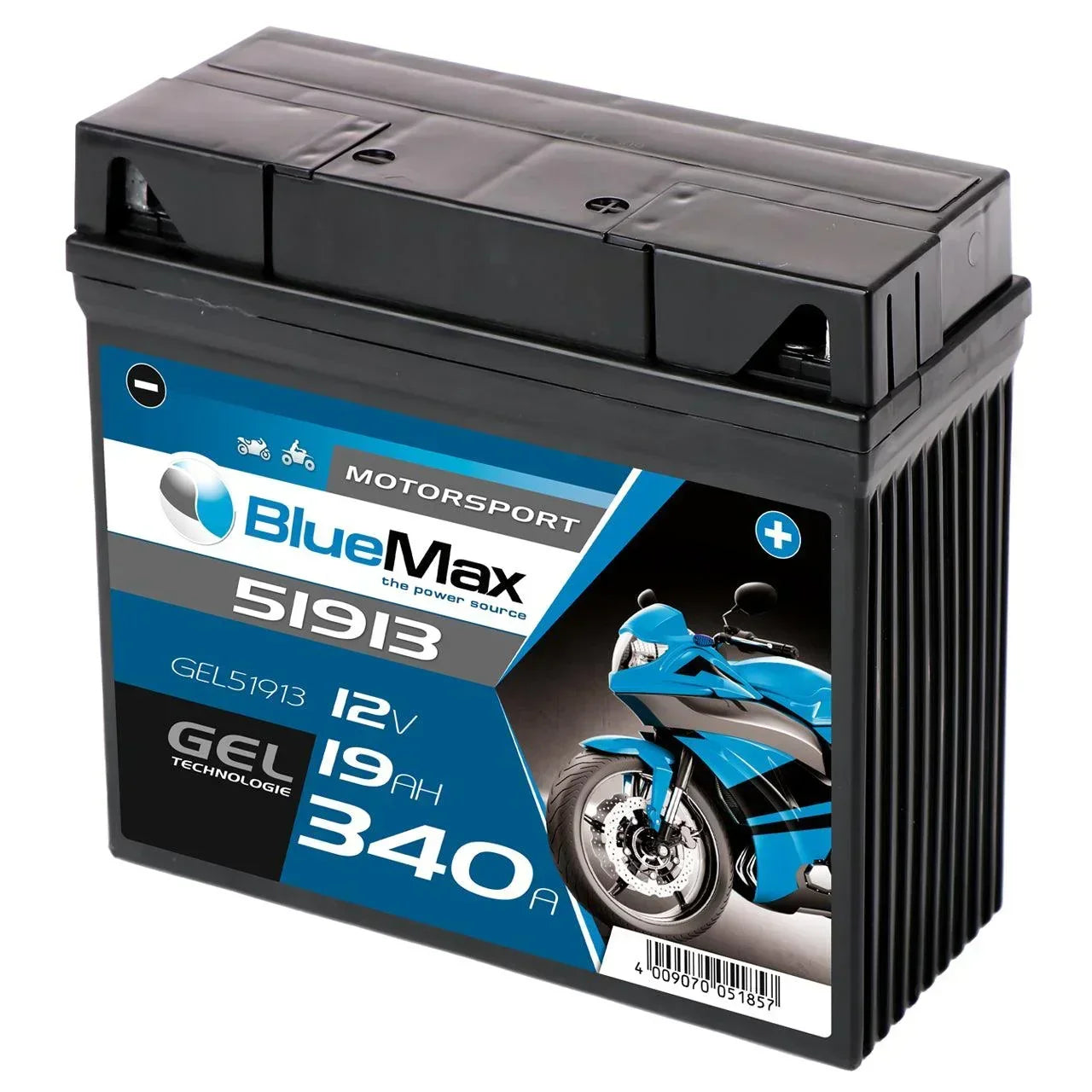BLUEMAX Motorsport 51913 GEL 12V 19Ah 340A/EN Motorradbatterie