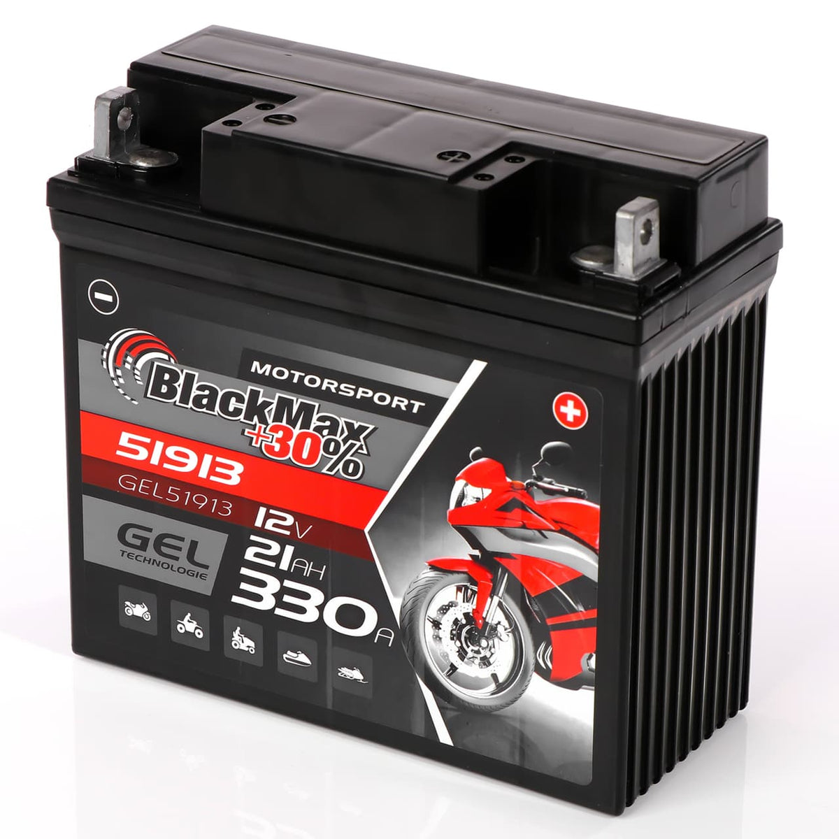 BlackMax +30% Motorsport 51913 GEL 12V 21Ah 330A/EN