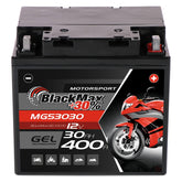 Motorradbatterie BlackMax Motorsport GEL 53030 12V 30Ah Front