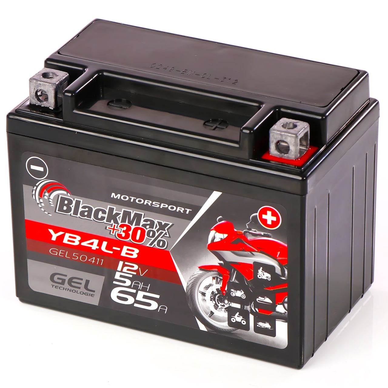 BlackMax YB4L-B Motorradbatterie GEL 12V 5Ah CB4L-B
