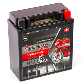 Motorradbatterie BlackMax Motorsport GEL YB5L-B 50512 12V 5Ah Seite links