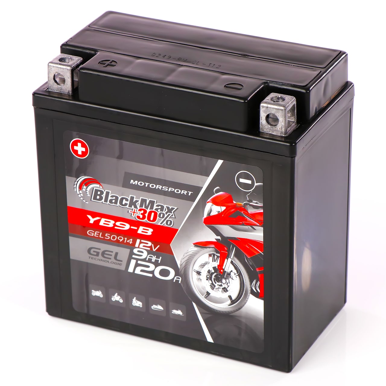 Motorradbatterie Roller Batterie 12V 8Ah GEL YT9B-4 Akku YT9B-BS CT9B-4  GT9B-BS