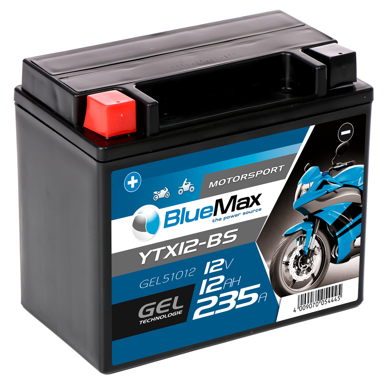 BlackMax CTX12-BS Motorradbatterie GEL 12V 12Ah YTX12-BS