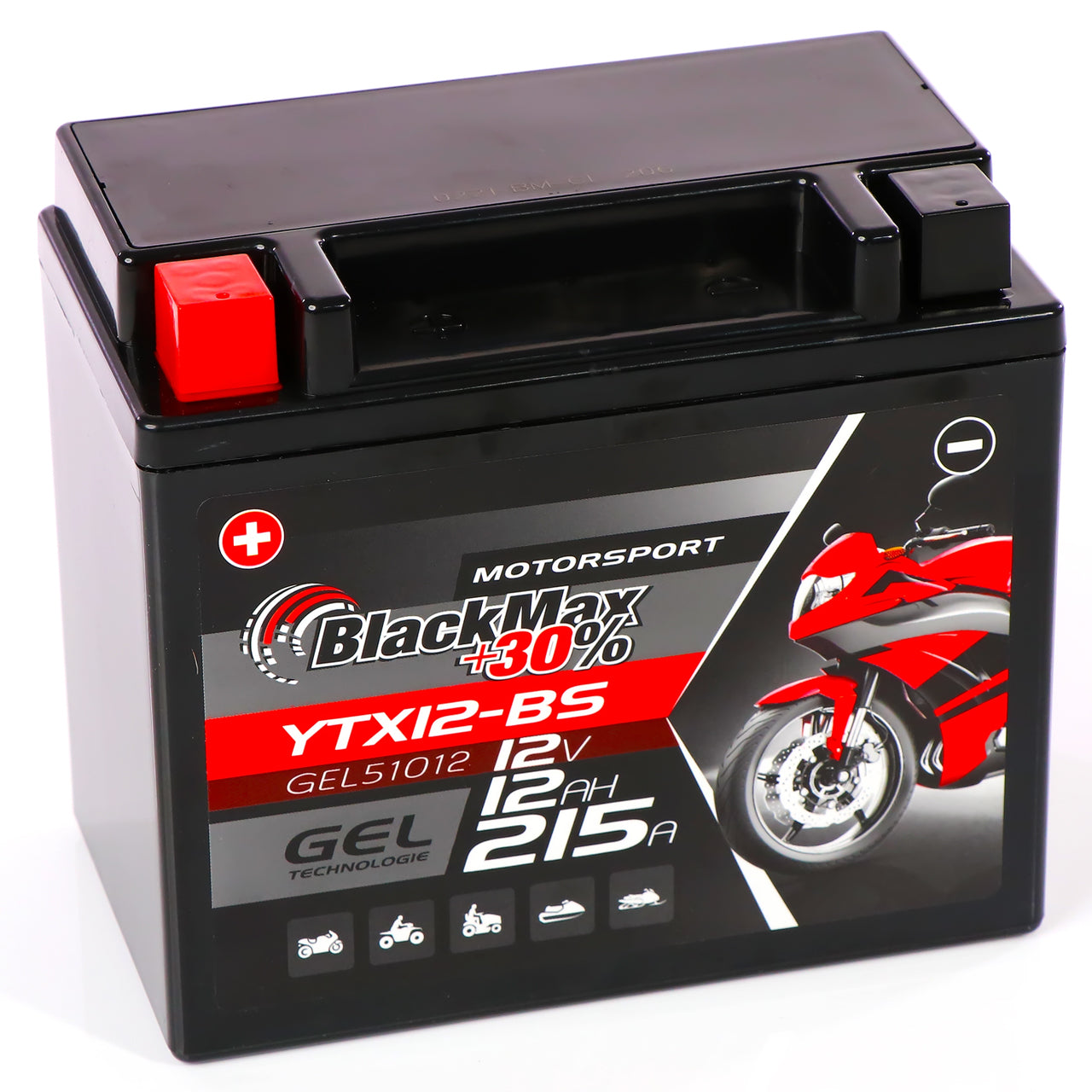 BlackMax CTX12-BS Motorradbatterie GEL 12V 12Ah YTX12-BS