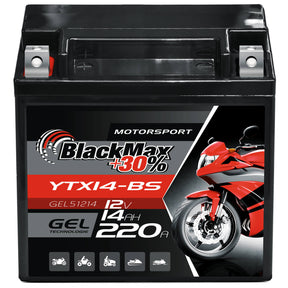 BlackMax +30% Motorsport YTX14-BS 51214 GEL 12V 14Ah 220A/EN