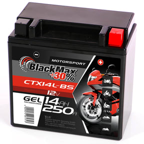 BlackMax +30% Motorsport YTX14L-BS 51216 GEL 12V 14Ah 250A/EN Motorradbatterie