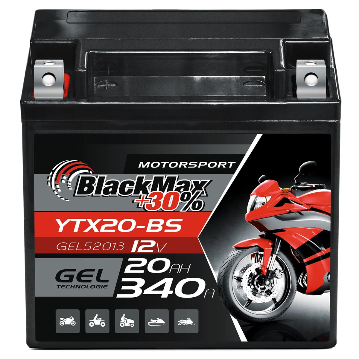 BlackMax +30% Motorsport YTX20-BS 52013 GEL 12V 20Ah 340A/EN