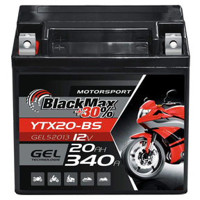 BlackMax +30% Motorsport YTX20-BS 52013 GEL 12V 20Ah 340A/EN