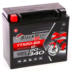 BlackMax +30% Motorsport YTX20-BS 52013 GEL 12V 20Ah 340A/EN