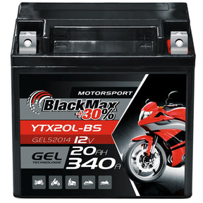 BlackMax +30% Motorsport YTX20L-BS 52014 GEL 12V 20Ah 340A/EN