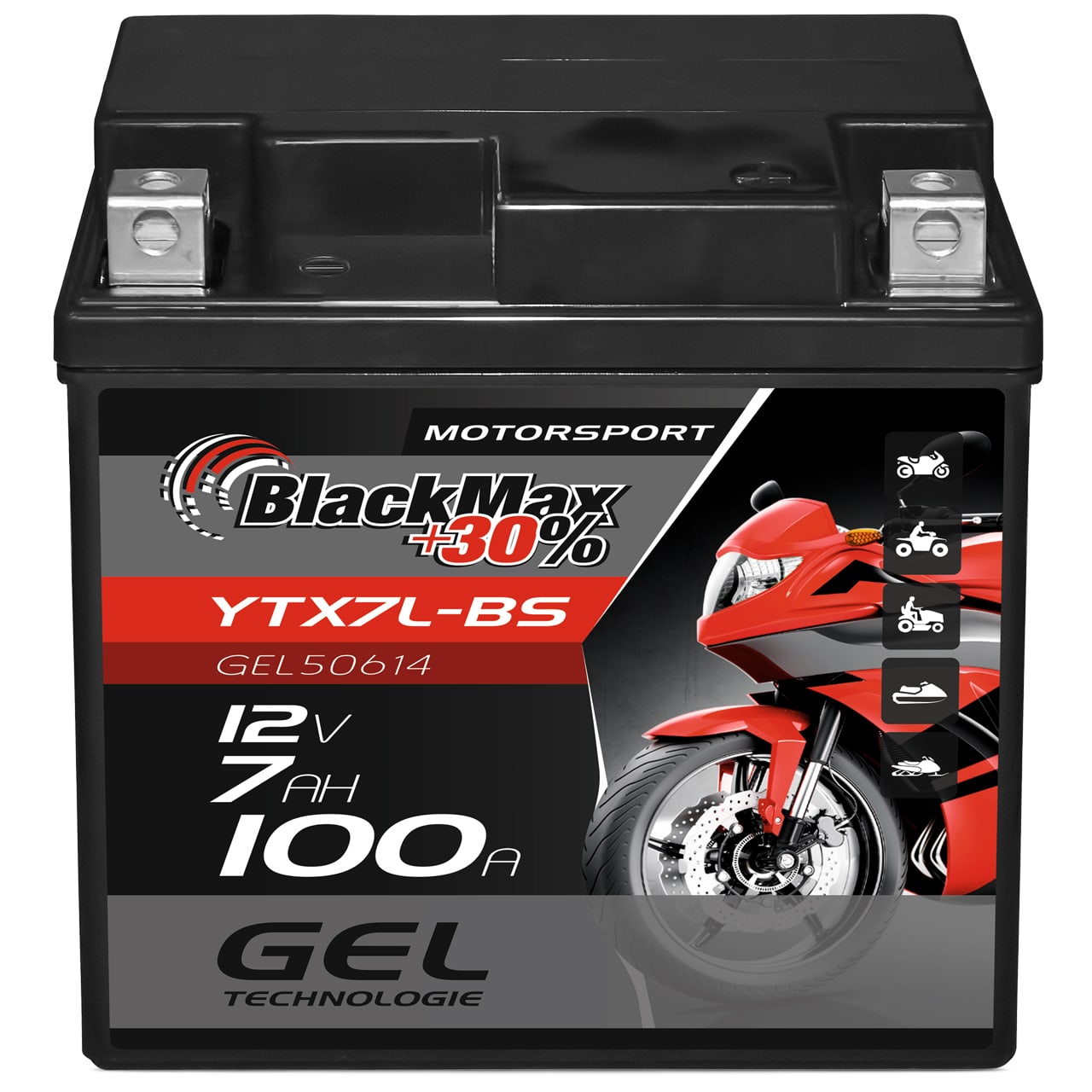 BlackMax +30% Motorsport 50614 GEL 12V 7Ah 100A/EN
