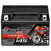 Motorradbatterie BlackMax Motorsport GEL YTX9-BS 50812 12V 9Ah Front