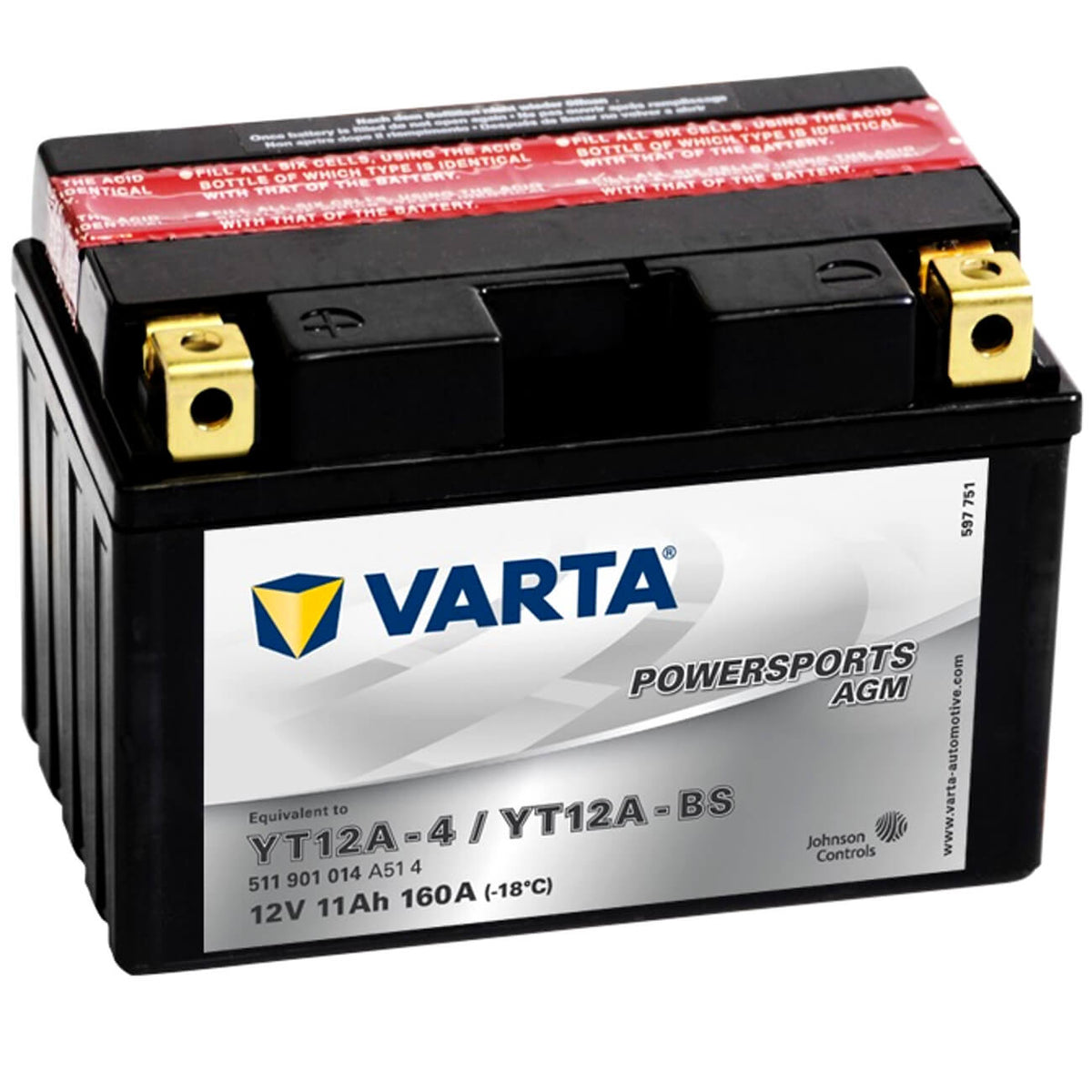 Varta Powersports 511901 AGM 12V 11Ah 160A