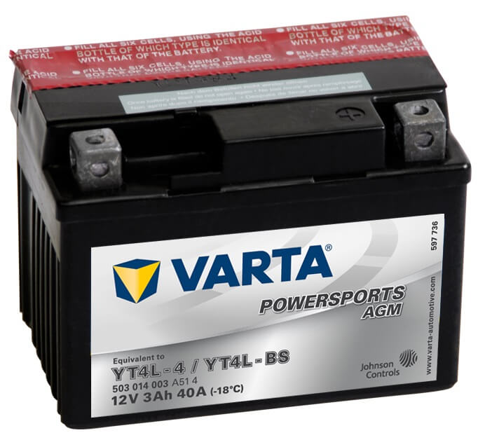 Varta Powersports 50314 AGM 12V 3Ah 40A
