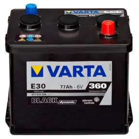 Oldtimer Autobatterie Varta Black Dynamic E30 6V 77Ah 0770150363120 Front