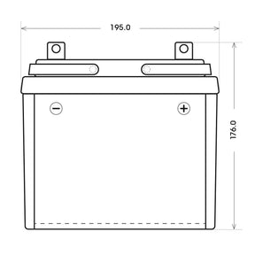 Rasentraktor Batterie BLUEMAX U1R 12V 32Ah technische Zeichnung Front