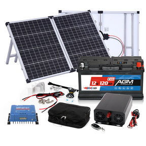 BIG Power Grid Solaranlage 12V 600W Inverter + faltbares 100W Panel Monokristallin + Victron Smart Solar MPPT 100/30