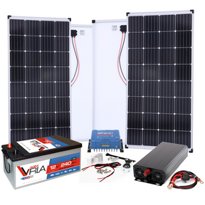 BIG Power Grid Solaranlage 12V 1500W Inverter + 2x 170W Panel Monokristallin + Victron Smart Solar MPPT 100/30