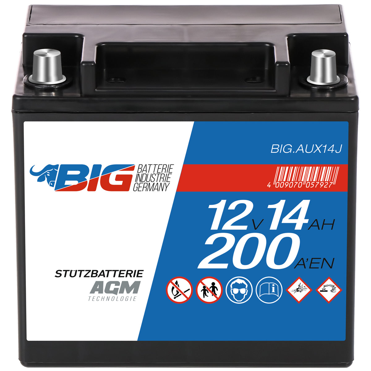 BIG AUX14-J Premium Stützbatterie AGM 12V 14Ah 200A/EN