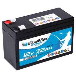 Versorgerbatterie BLUEMAX Fishermans Energy AGM 12V 7,2Ah Seite links