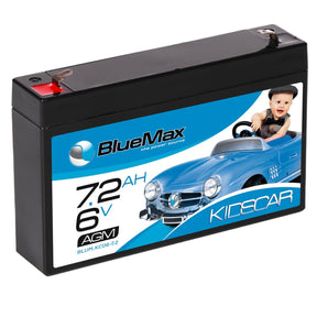 Kinder Elektrofahrzeug Batterie BLUEMAX KidsCar AGM 6V 7.2Ah Seite links