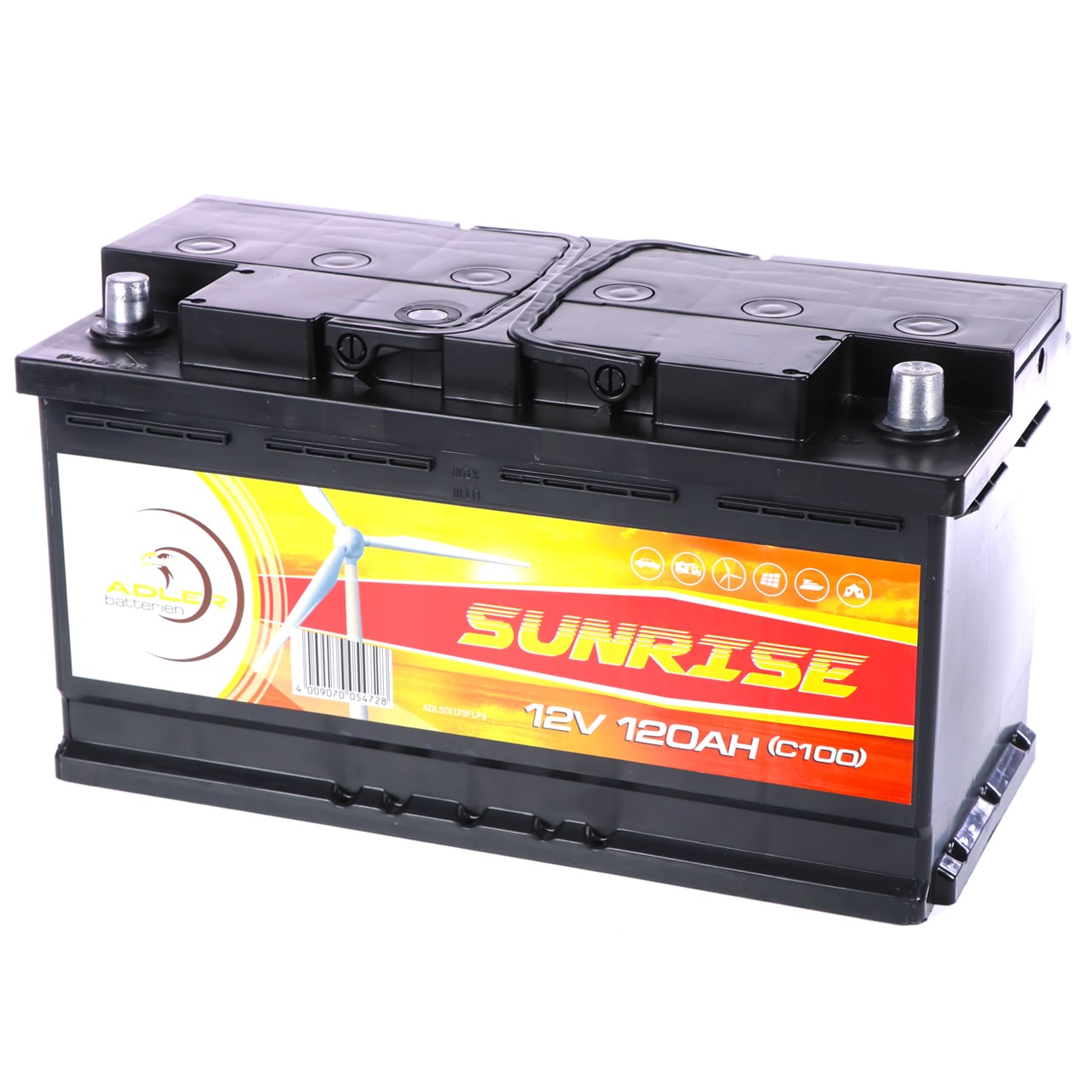 Adler Solar Akku 12V 120Ah Verbraucher Boot Batterie