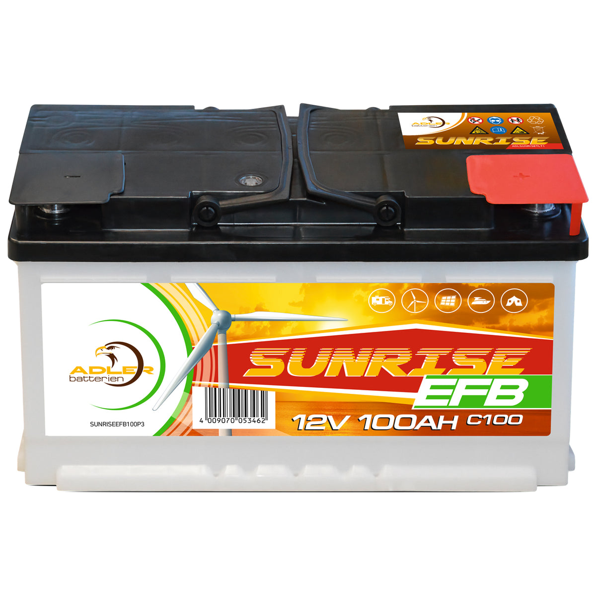 Solarbatterie Sunrise DeepCycle EFB 12V 100Ah Solar Akku