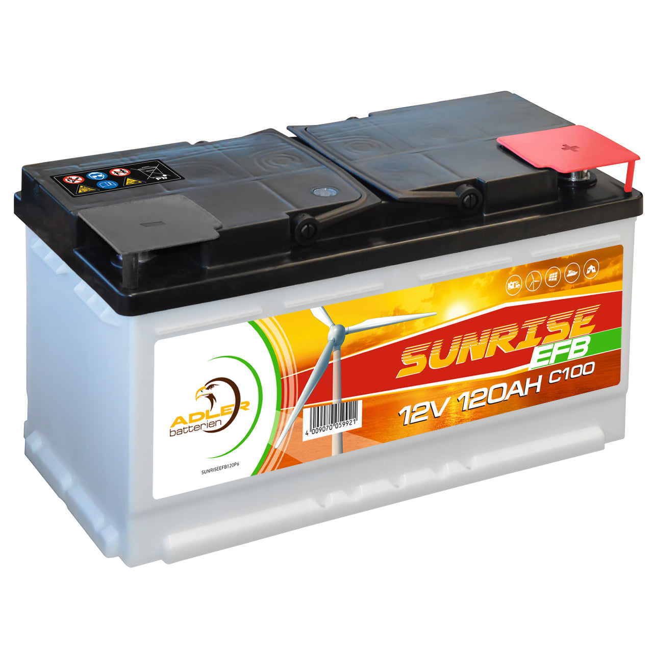 Solar Akku 12V 85Ah ADLER Versorgungsbatterie Camping Batterie