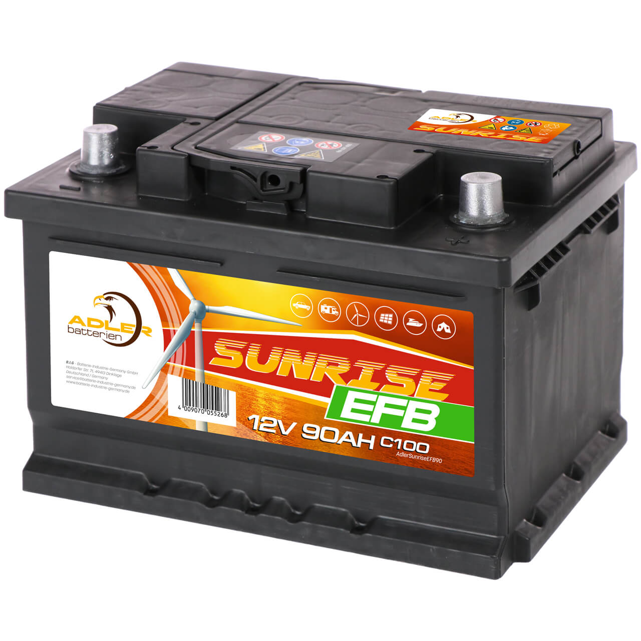 Adler Sunrise EFB 12V 90Ah C100 Versorgerbatterie