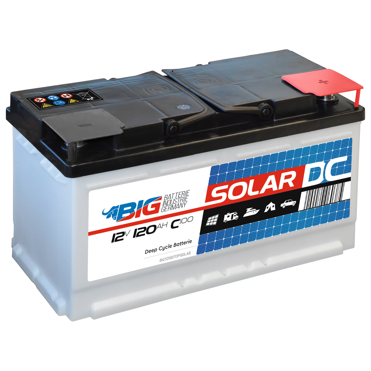 Solarbatterie 120Ah 12V von BIG für Wohnmobil, Boot
