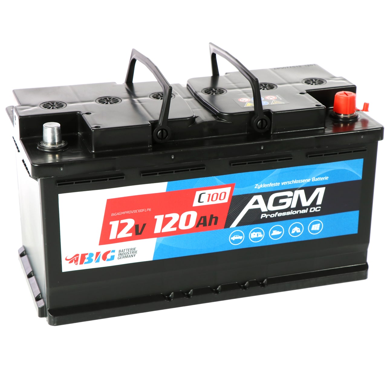 BIG Versorgungsbatterie AGM 12V 120Ah für Freizeit und Hobby