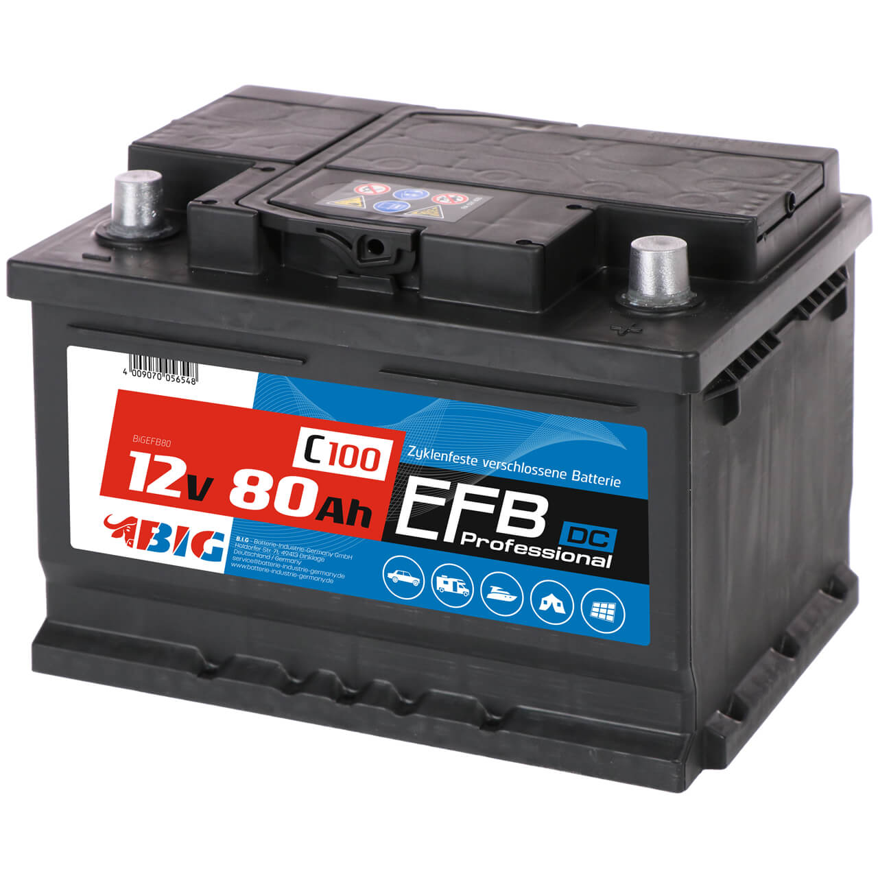 BIG Professional Solar DC EFB 12V 80Ah C100 Versorgerbatterie