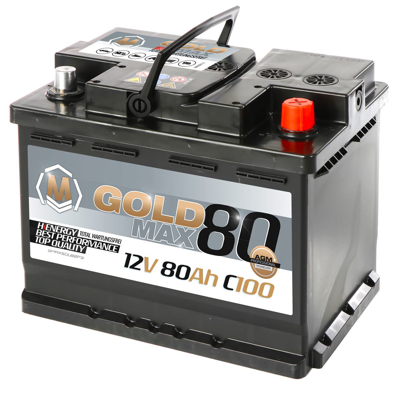 GoldMax AGM 12V 80Ah Versorgungsbatterie