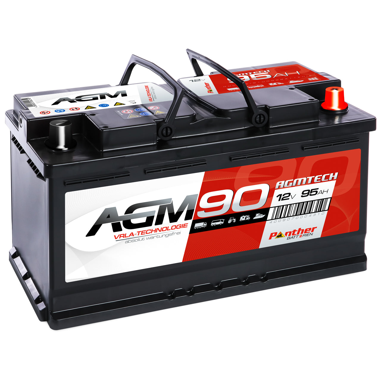 Autobatterie Panther Start+Stop AGM 12V 90Ah 900A/EN