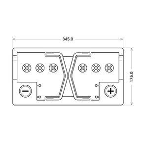 Versorgerbatterie Panther AGM 12V 105Ah technische Zeichnung oben