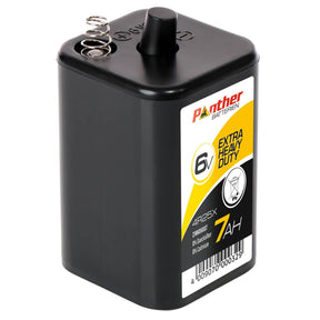 Zink-Kohle Warn- und Baustellenbeleuchtung Batterie Panther 6V 7Ah Seite links
